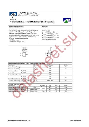 AO3419 datasheet  